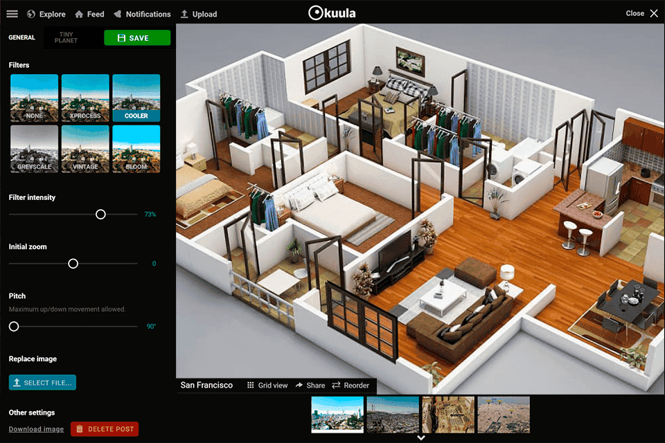 kuula virtual tour software interface