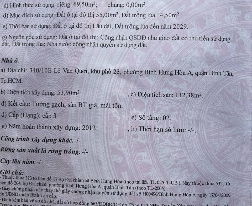 Nhà hẻm 340/10E Lê Văn Quới p. Bình Hưng Hòa A 4×17 2 tầng 2 phòng
