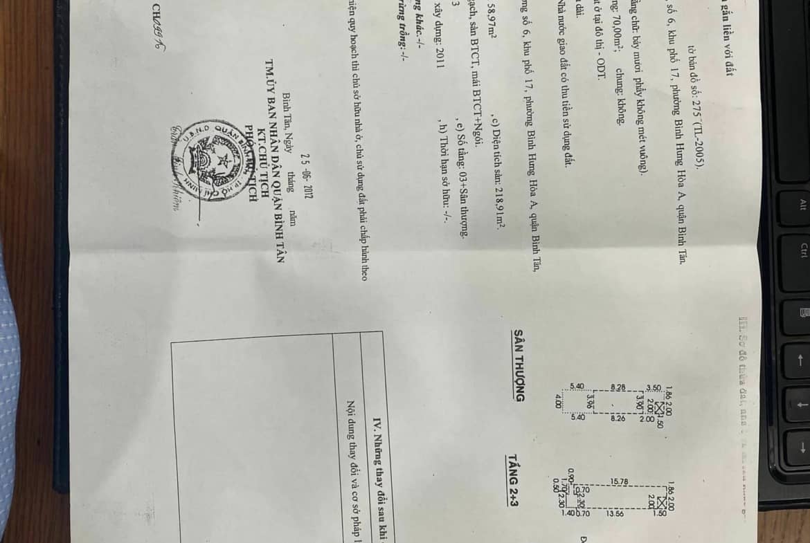Nhà hẻm 65/6A Đường số 6 p. Bình Hưng Hòa A 4×18 5 tầng 4 phòng